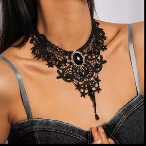 Gothic Victorian Black Lace Necklace / Choker